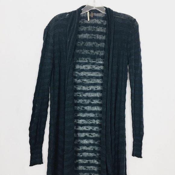 Free People Blue Knit Semi Sheer Long Cardigan S - Picture 3 of 8